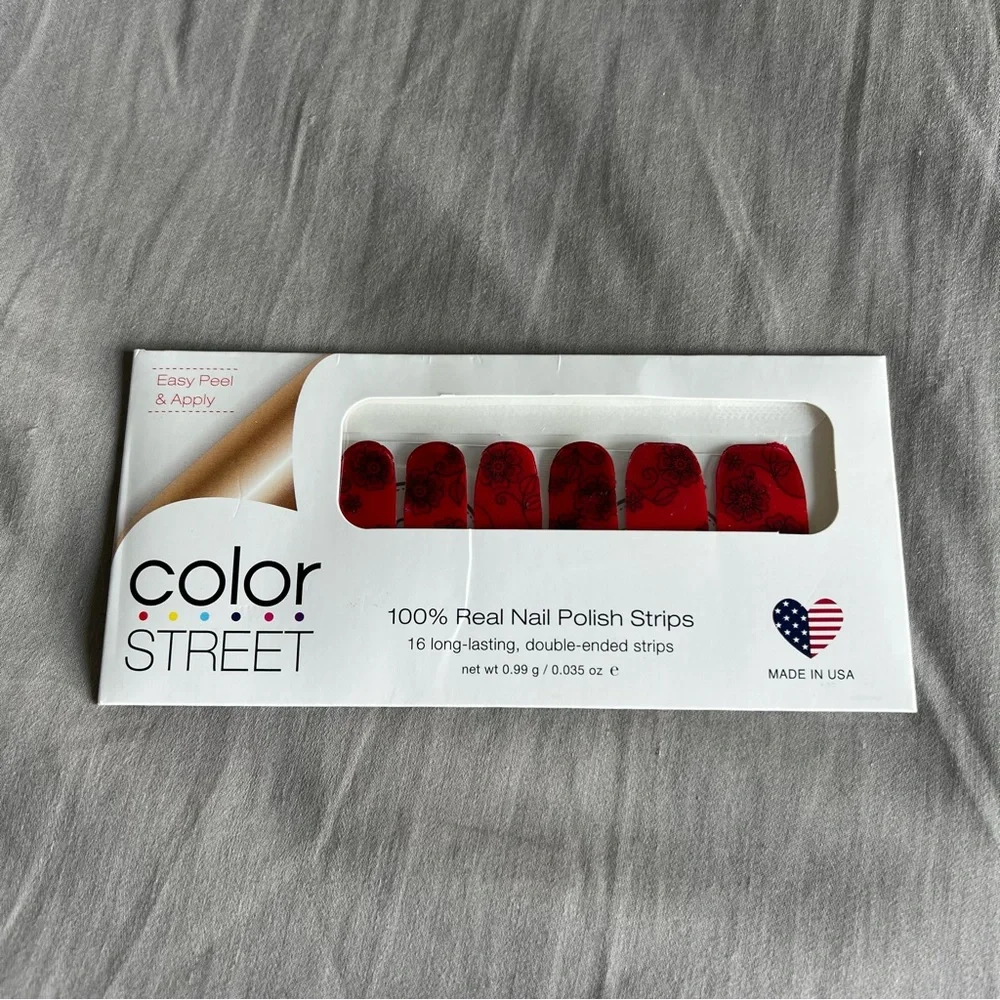 *Retired, HTF* Color Street: Moulin Rouge | Red Lace Floral Elegant Black Fall - Picture 3 of 9